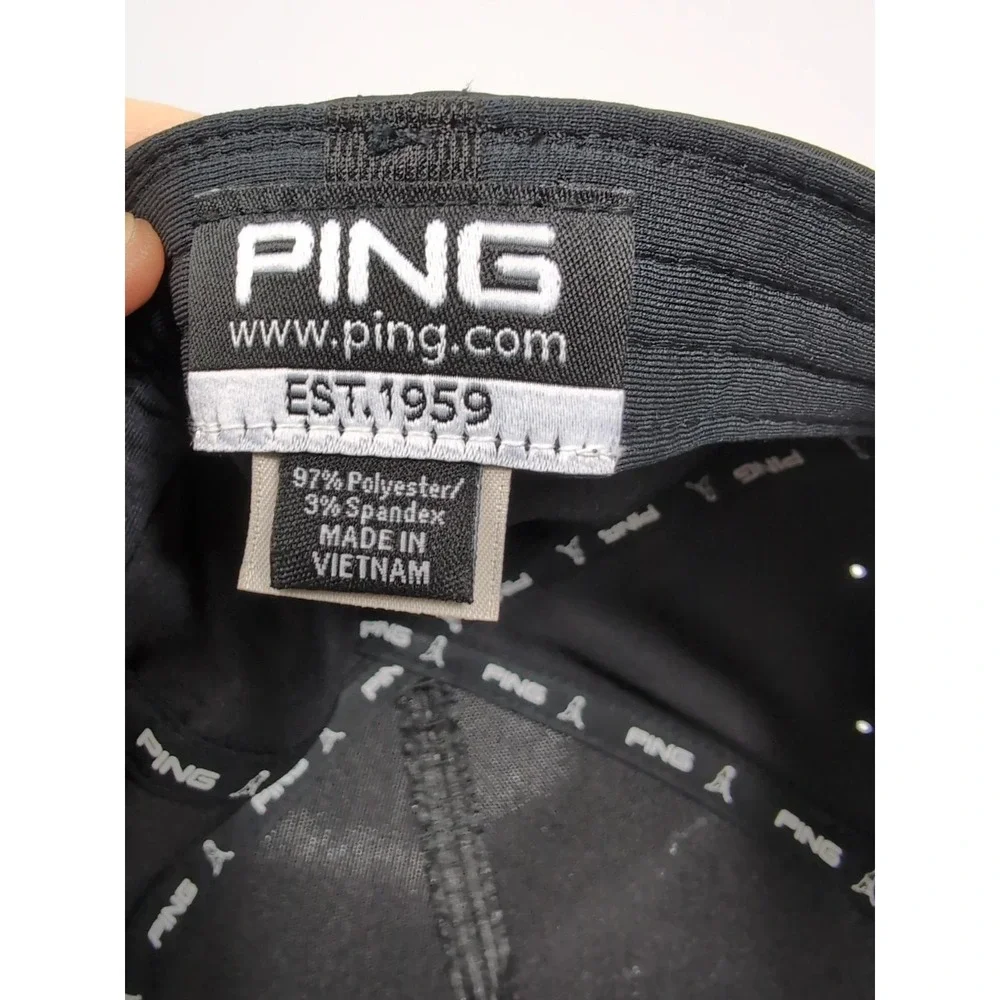 Ping Hat Flex Fit Mens S/M Tour‎ Structured Black Golf Cap Sensor Cool Stretch